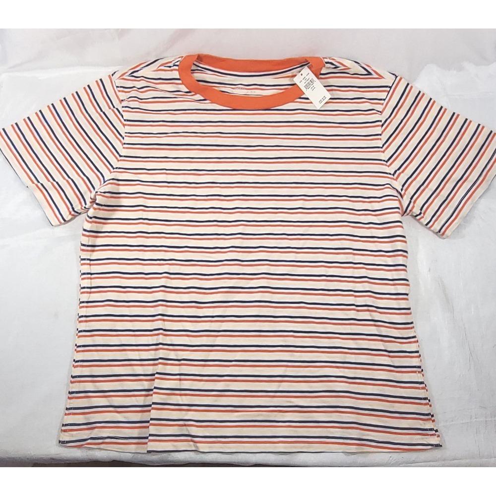 Aerie Always & Forever Real Women's Striped Short Sleeve Tee - Orange - Medium